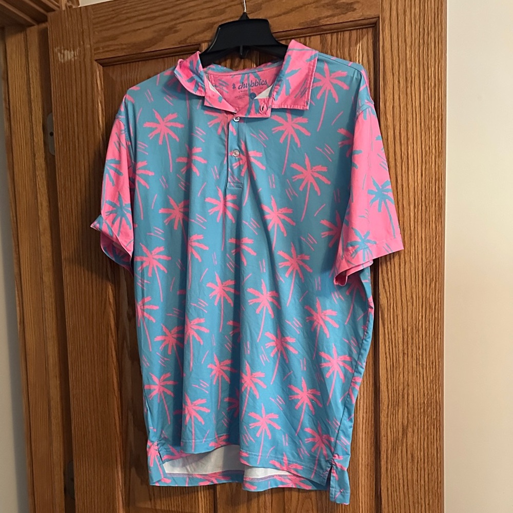 Chubbies Pink and Blue Tropical Polo